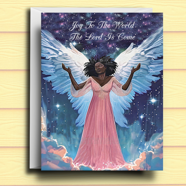 Black Angel D Christmas Card